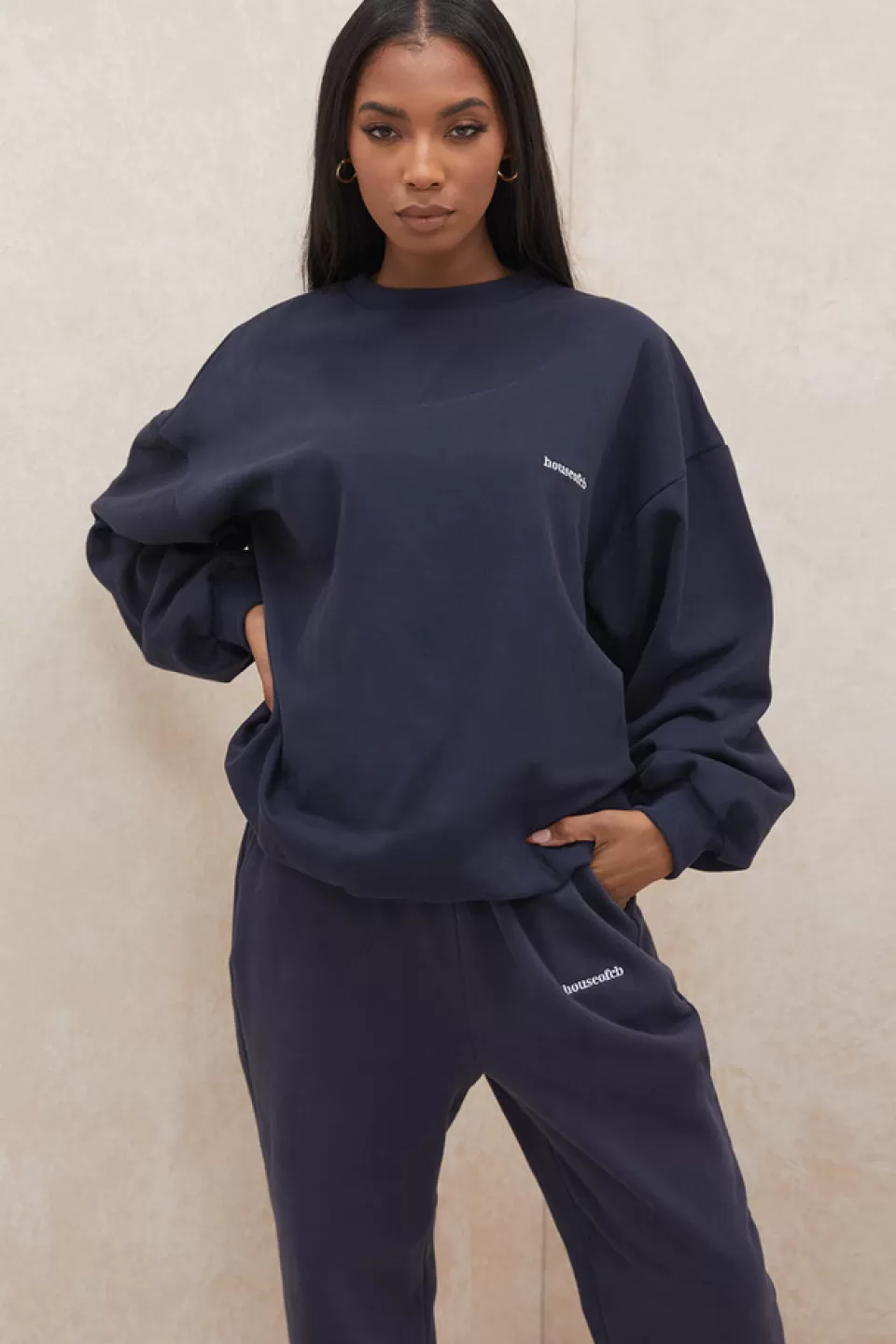 House of CB 'Tommy' Navy Oversized Crewneck Sweatshirt Discount