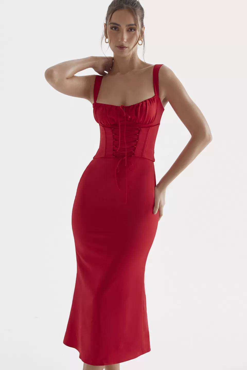 House of CB 'Valencia' Red Rose Corset Dress Flash Sale