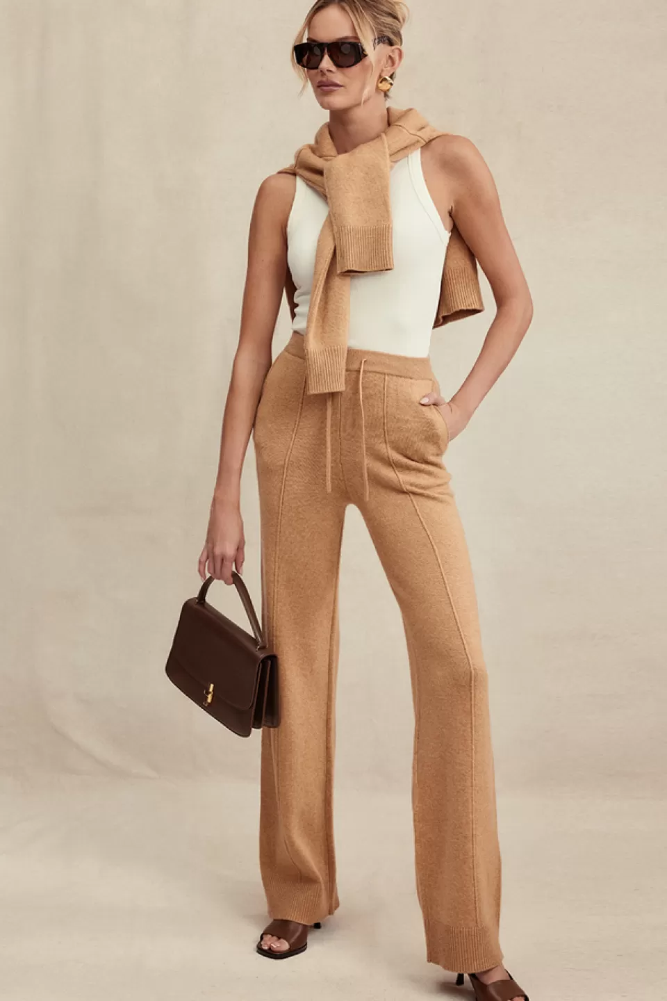 House of CB 'Yalina' Camel Cashmere Blend Trousers Sale