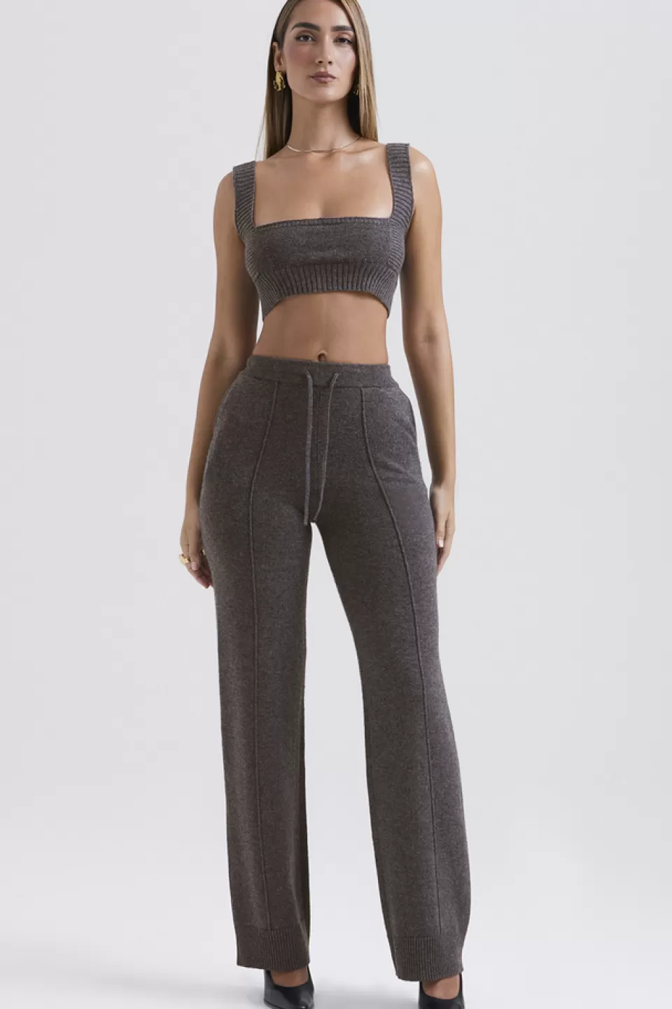 House of CB 'Yalina' Charcoal Cashmere Blend Trousers Online