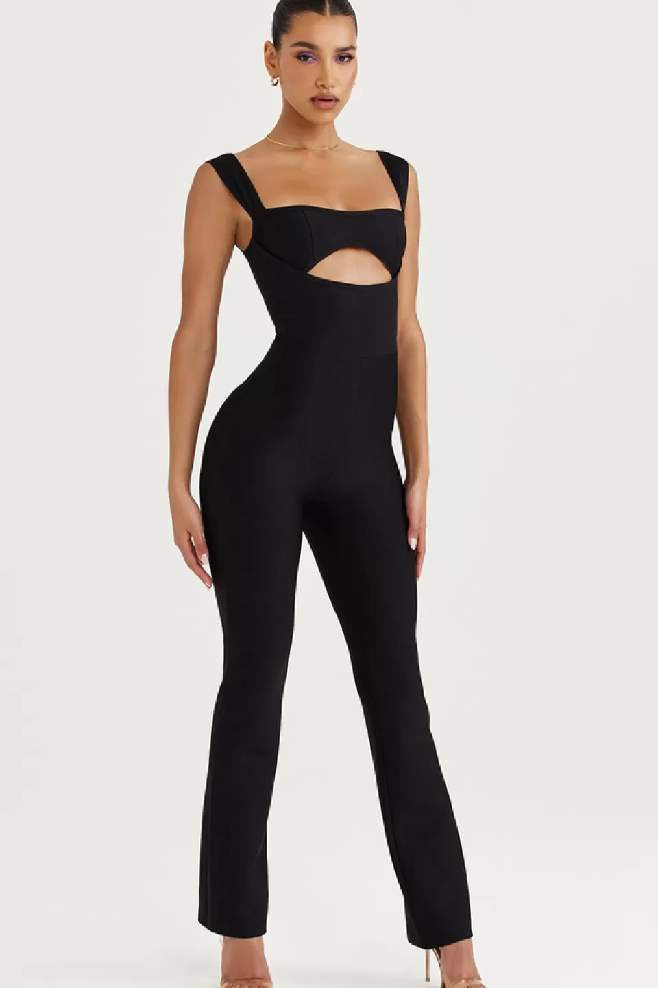 House of CB 'Yasmeen' Black Bandage Jumpsuit Flash Sale