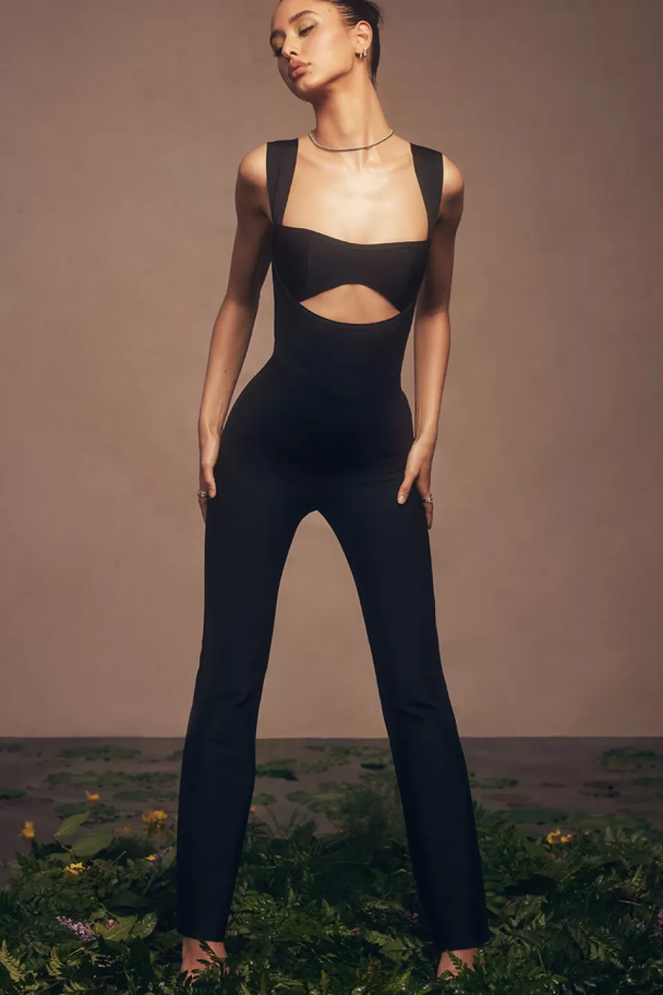 House of CB 'Yasmeen' Black Bandage Jumpsuit Flash Sale